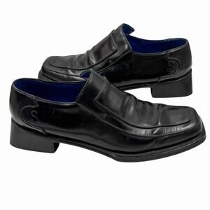 OLIVER SWEENEY LONDON VINTAGE BLACK SLIP ON LOAFERS BLOCK HEEL LEATHER SIZE 10.5